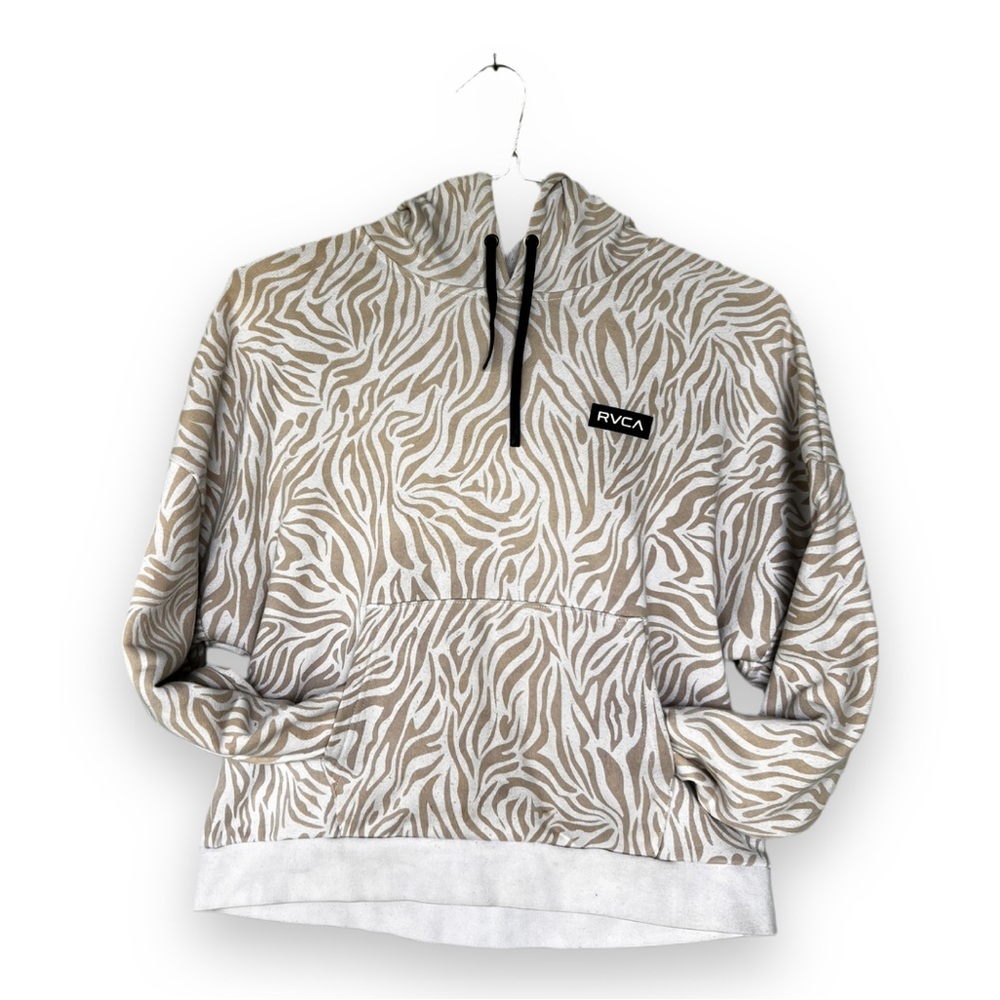 RVCA Tan and White Zebra Print hoodie
